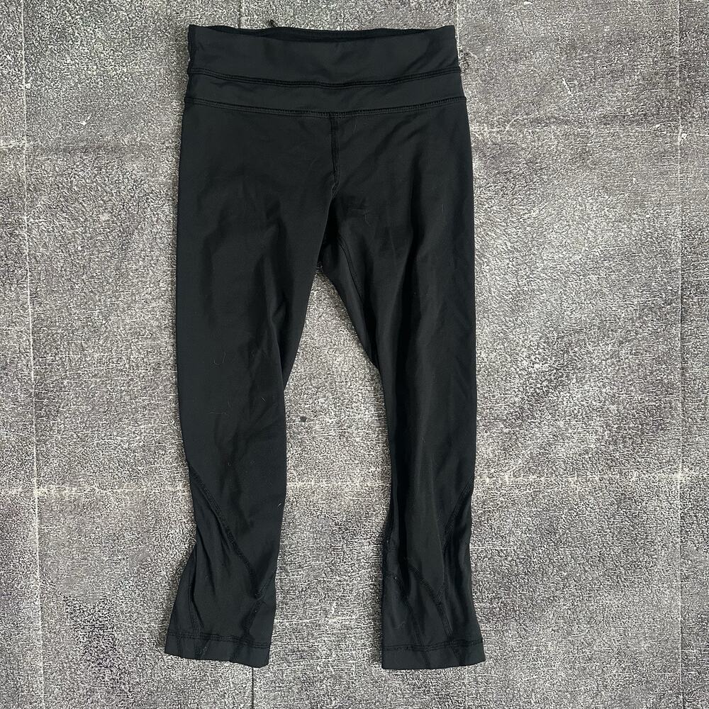 Womens Lululemon Athletica Run Inspire Crop 23" Black Workout Yoga Leggings Sz 2